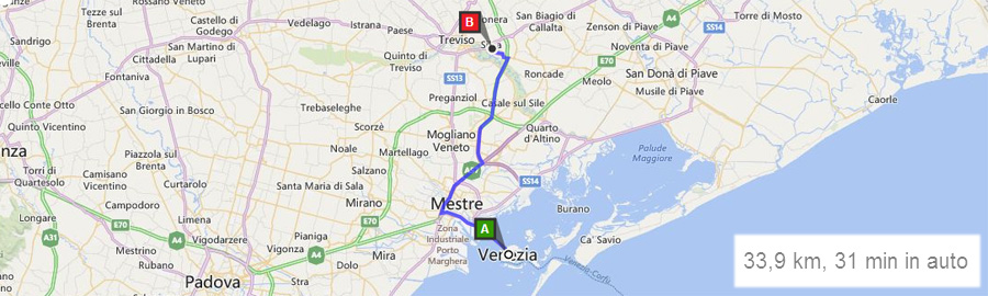 Indicazioni stradali per raggiungere TRIXEN Parrucche da VENEZIA - MESTRE